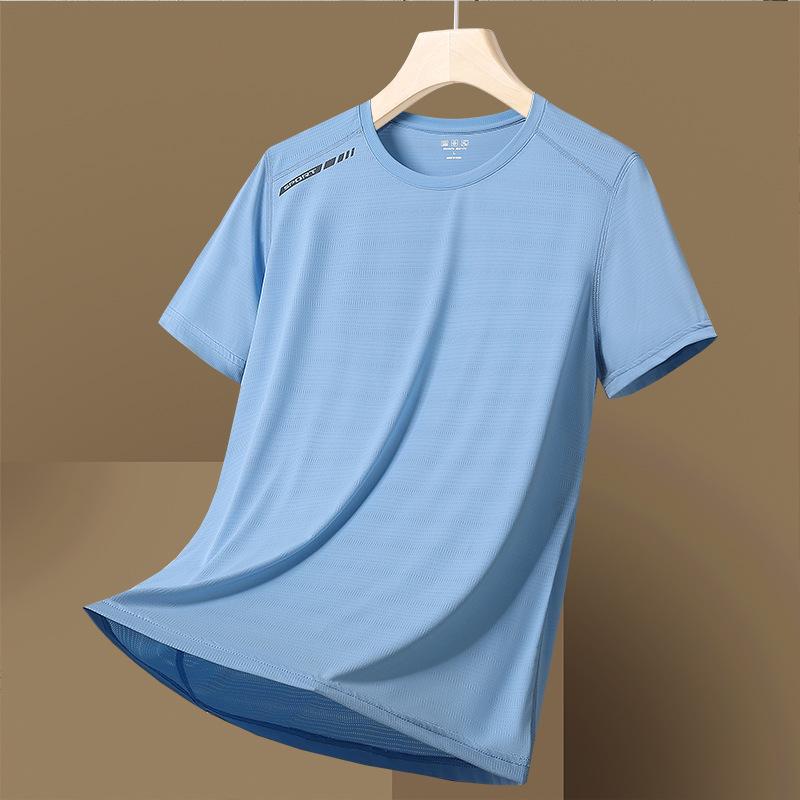 Unisex Summer Quick-Dry Ice Silk Sports T-Shirt - Breathable, Casual, Round Neck, Short Sleeve.