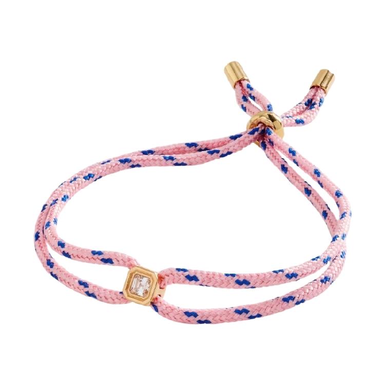 Kordelarmband mit verstellbarem Schiebeknoten und quadratischem Akzent, geflochtenes Armband für lässiges Styling und als Geschenk