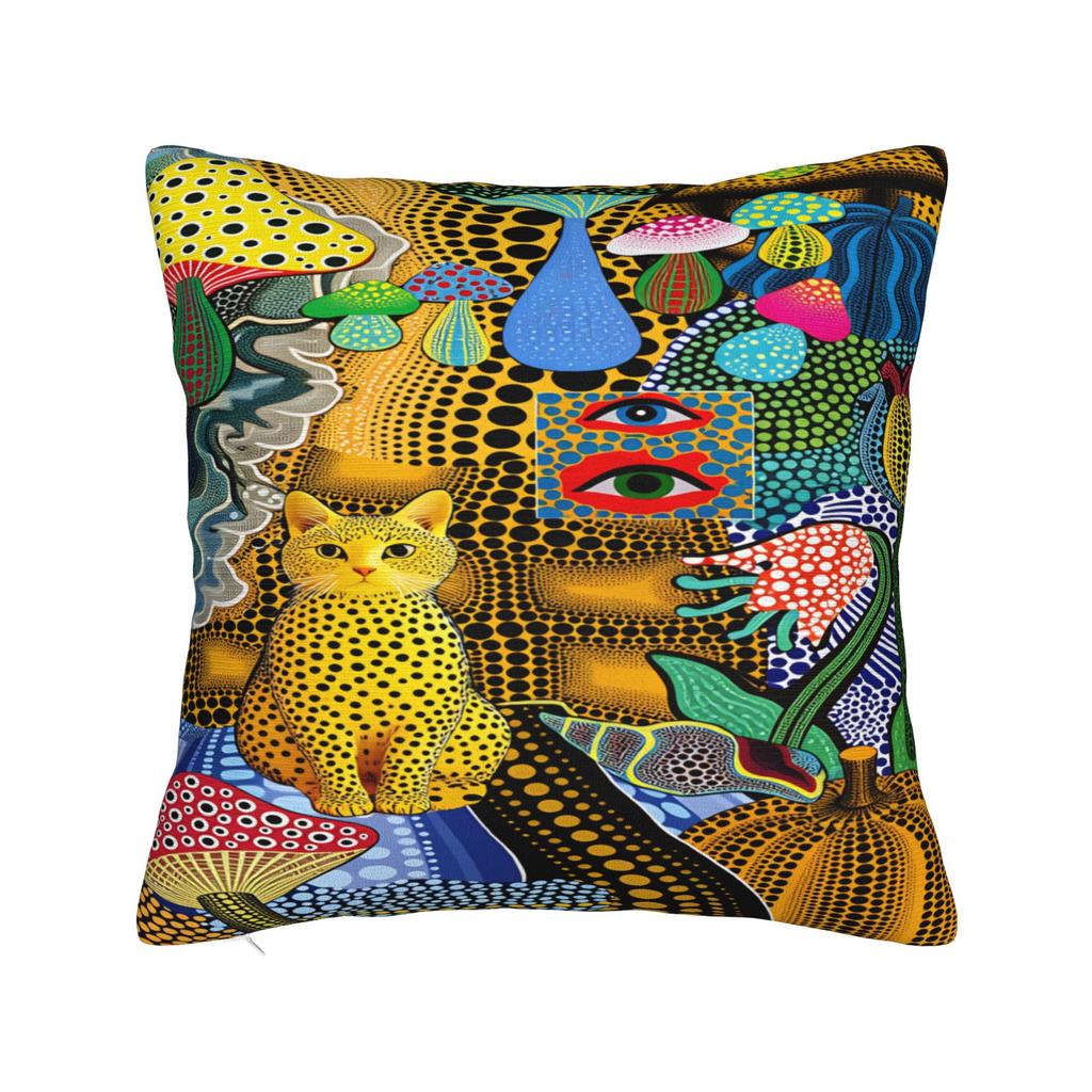 Yayoi Kusama Abstract Face Pillow Case Japanese Artist Custom Pillow Cover For Chair Sofa Home Decor Kawaii Cushion Cover