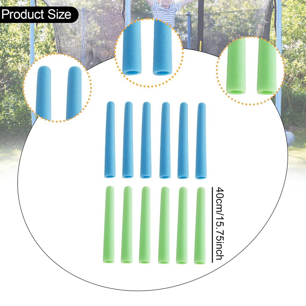 12Pcs Trampoline Pole Foam Sleeves Kids Trampoline Accessories 15.75" Padding Protector for Jumping Bed Indoor Outdoor Tubing