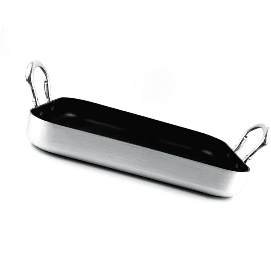 Rectangle Frying Pan Nonstick Aluminum Alloy Multifunction Flat Single Bottom Fry Pan with Handles