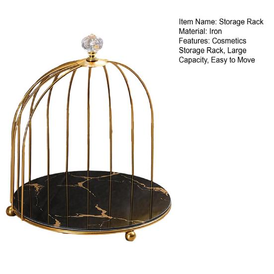 Cosmetics Storage Rack Birdcage Shape Thick Iron Frame Organizer Large Capacity with Elevated Bottom Design Display Rack