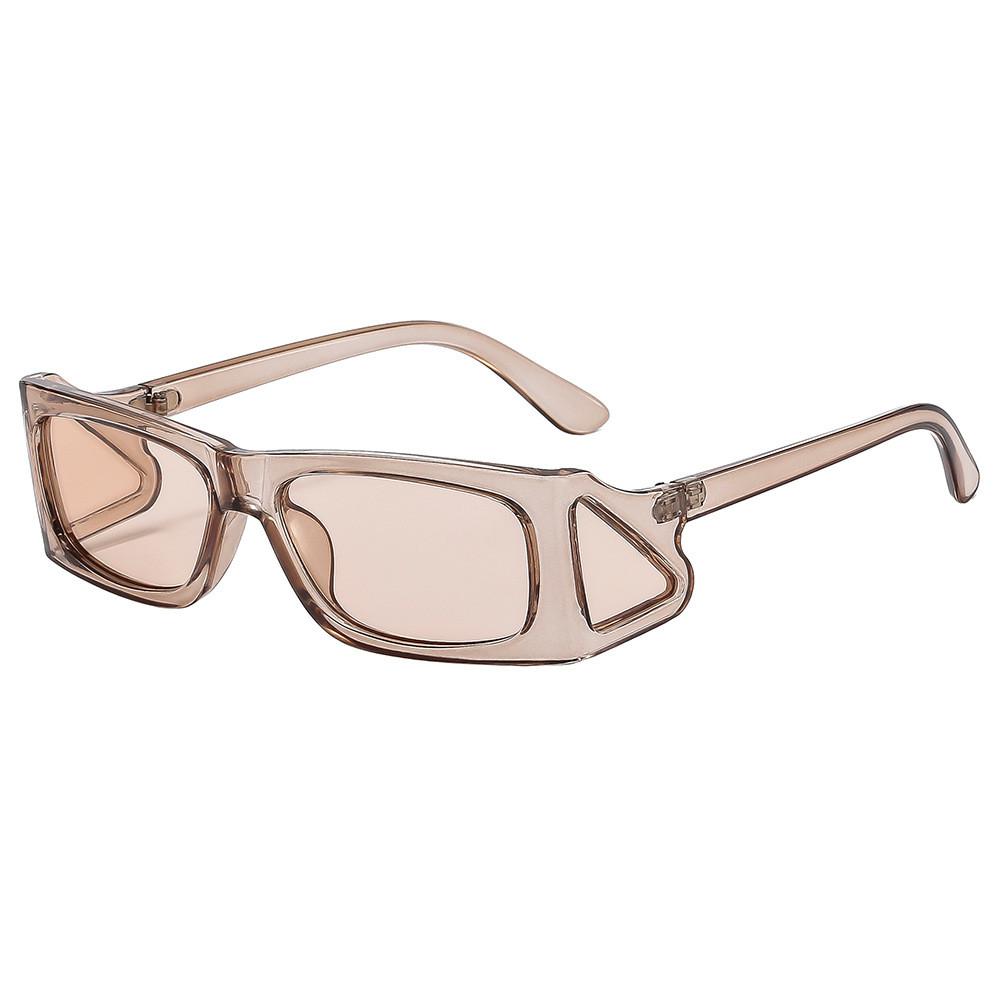 Geometric Square Sunglasses For Men Women Uv400 Protection Uv Blocking Fashion Accessory ChampagneFrameLightBrown