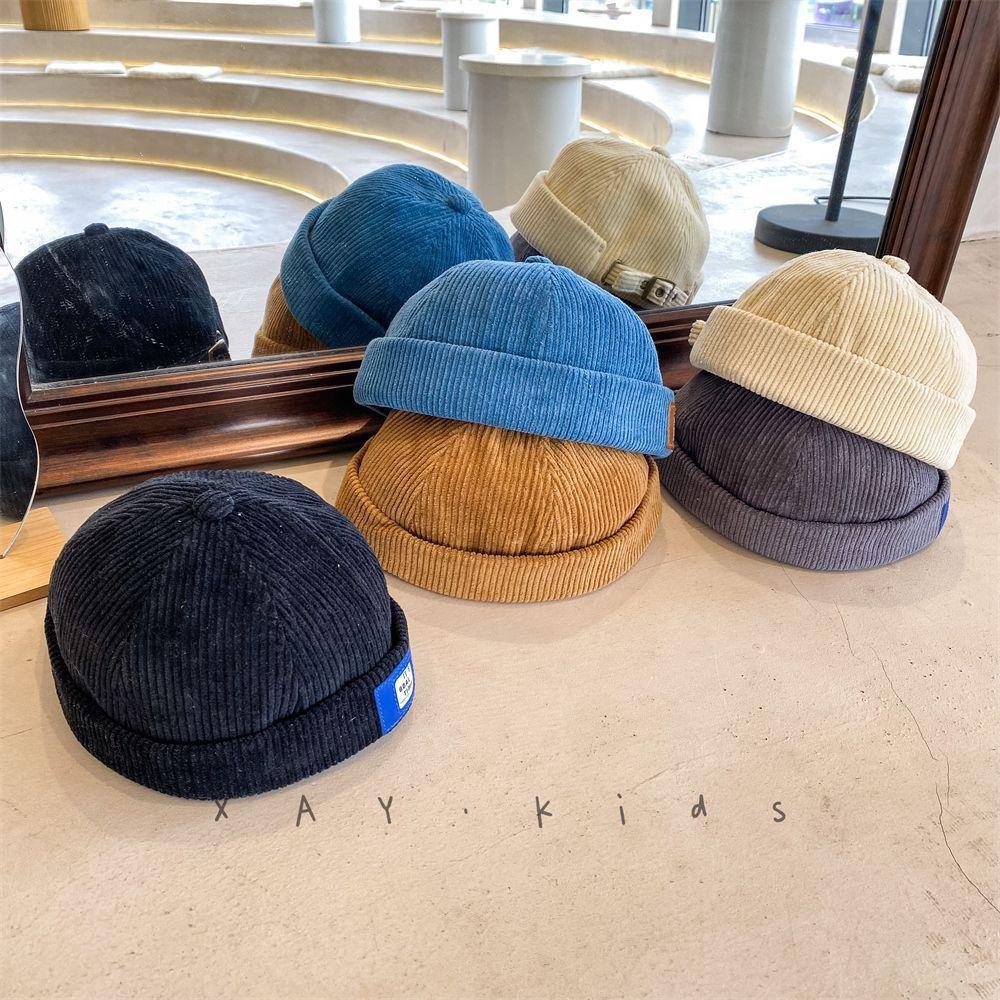 New Landlord Hat Corduroy Men's and Women's Hats Personalized Sewing Label Yuppie Retro Hip-hop Melon Hat Couple Tide