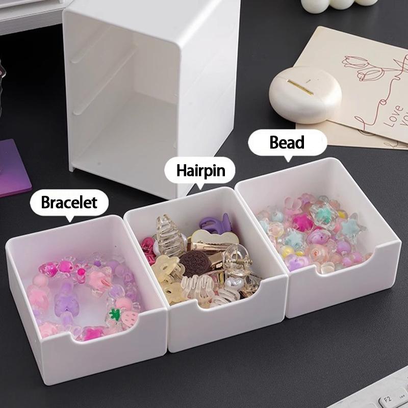 3-Tier Cosmetic Storage Box Organizer With Drawers Multifunctional Countertop Storage For Jewelry Office Supplies