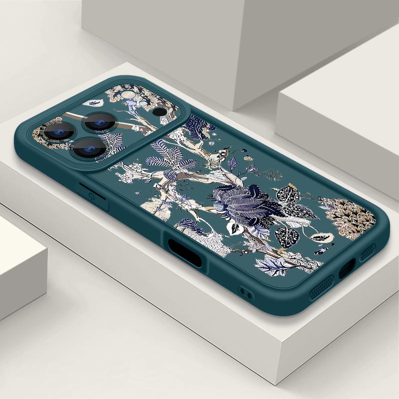 For iPhone 17 Pro Max Case Luxury Retro Dark Floral Pattern Shockproof Bumper Soft Silicone Cover For iPhone 16 15 14 13 Pro 12 11 16E Air