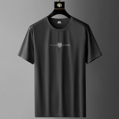 T-shirts à manches courtes pour hommes, jeunes et d'âge moyen, nouvelle mode d'été décontractée en soie glacée