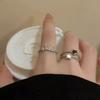 Fashion Y2k Accessories Open Ring Star Zircon Crystal Rings for Women Girls Double Layer Aesthetic Grunge Jewely Set