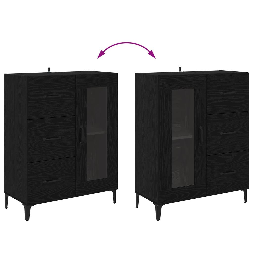 Sideboard with Drawers Black Oak Effect 69.5 x 34 x 90 cm