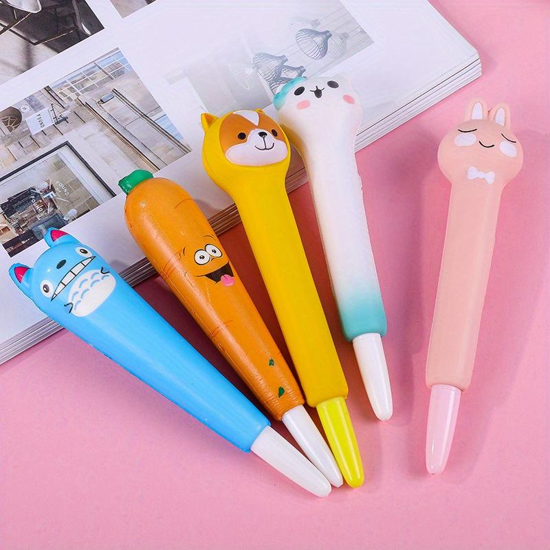 10pcs 0.5mm Cute Pen Pinched and Neutral Pen Student School Supplies Cartoon Creative Stationery Soft Neutral Pen