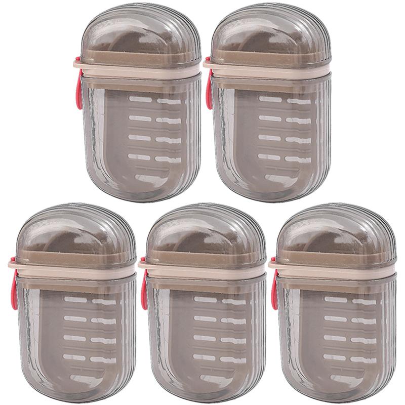 1/2/5PCS Leakproof Soap Tray - Portable Bathroom Soap Box with LidTransparent Drain Tray for Travel Camping
