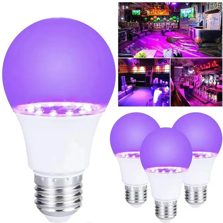 60mm E27 UV Purple Fluorescent Light Bulb, Plastic-Clad Aluminum, 85-265V, Ghost House Party Ultraviolet.