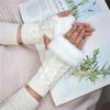 Winter Women Gloves Plush Faux Fur Knitting Wool Keep Warm Mitten Fingerless Lady Girl Half Finger Gloves Christmas Gift