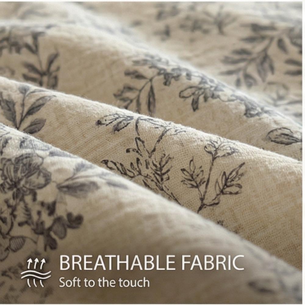 Pure Cotton Four-piece Set - Retro Floral Buttoned Bed Sheets and Pillowcases Set