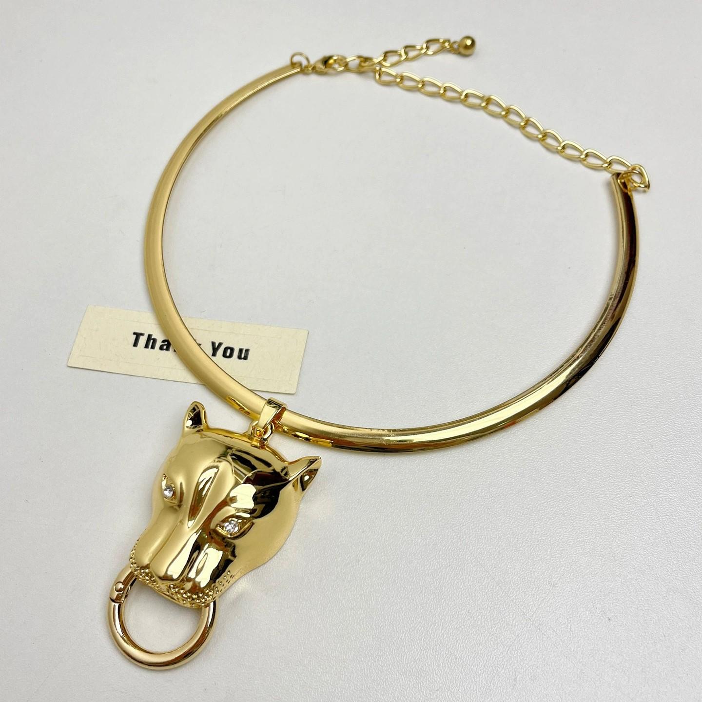 

2026 Unique Choker Necklace Women Enamel Panther Head Pendant Accent Multi Colors Daily Party Fashion Jewelry