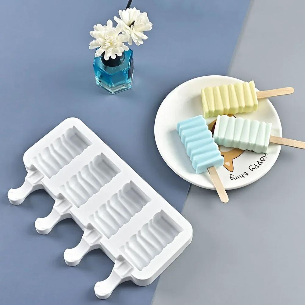 3-piece And 4-piece Ice Cream Molds DIY Food-grade Silicone Jelly Popsicle Cheese Stick And Ice Cream Bar Molds