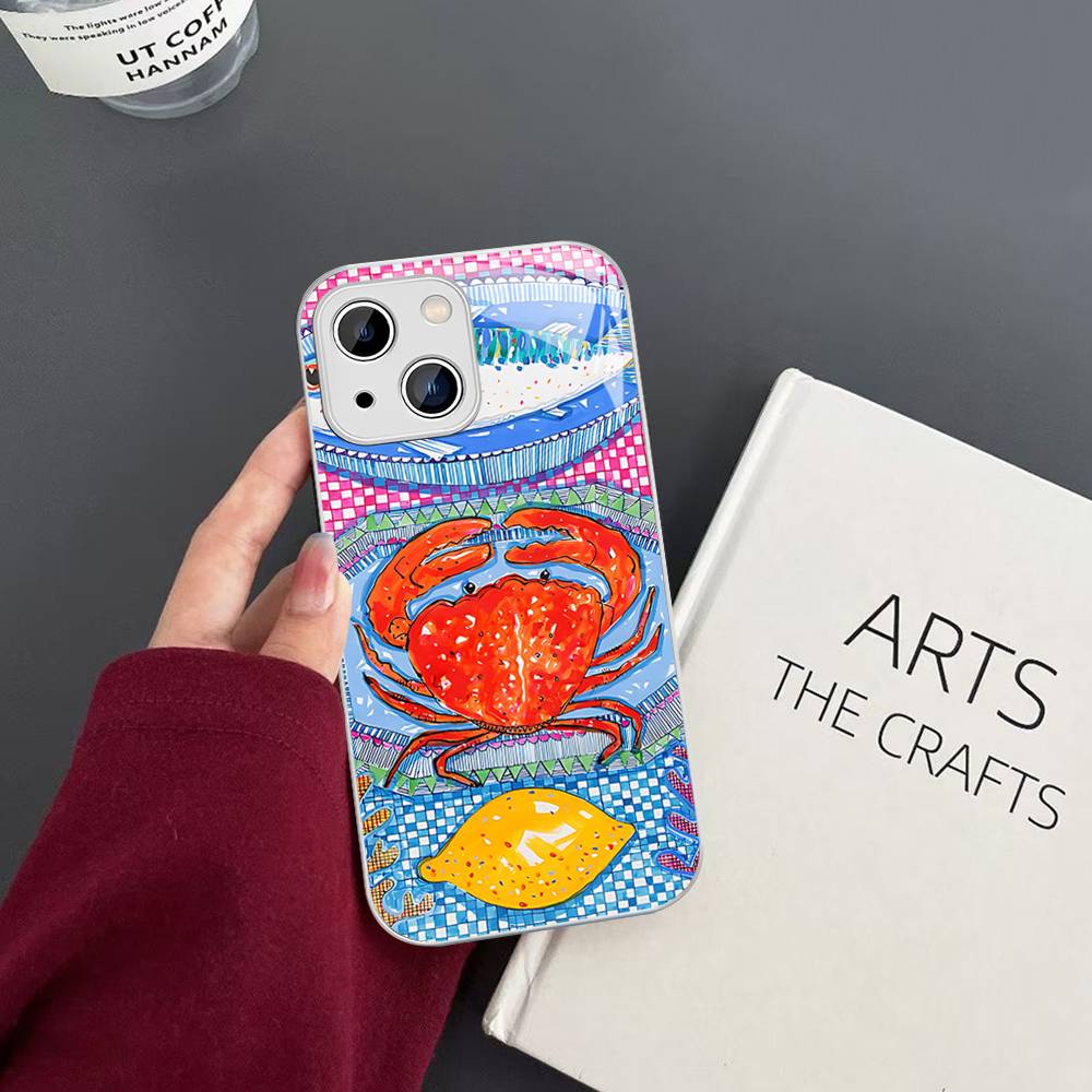 

Sardines Fish Tempered Glass For Iphone 14 13 12 11 Pro Mini XS MAX 14Plus X XS XR Cover iphone 12