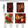 Vibrant Floral & Lion Themed Polyester Shower Curtain - Stylish Bathroom Decor, Artistic Printed Bath Curtain For Home