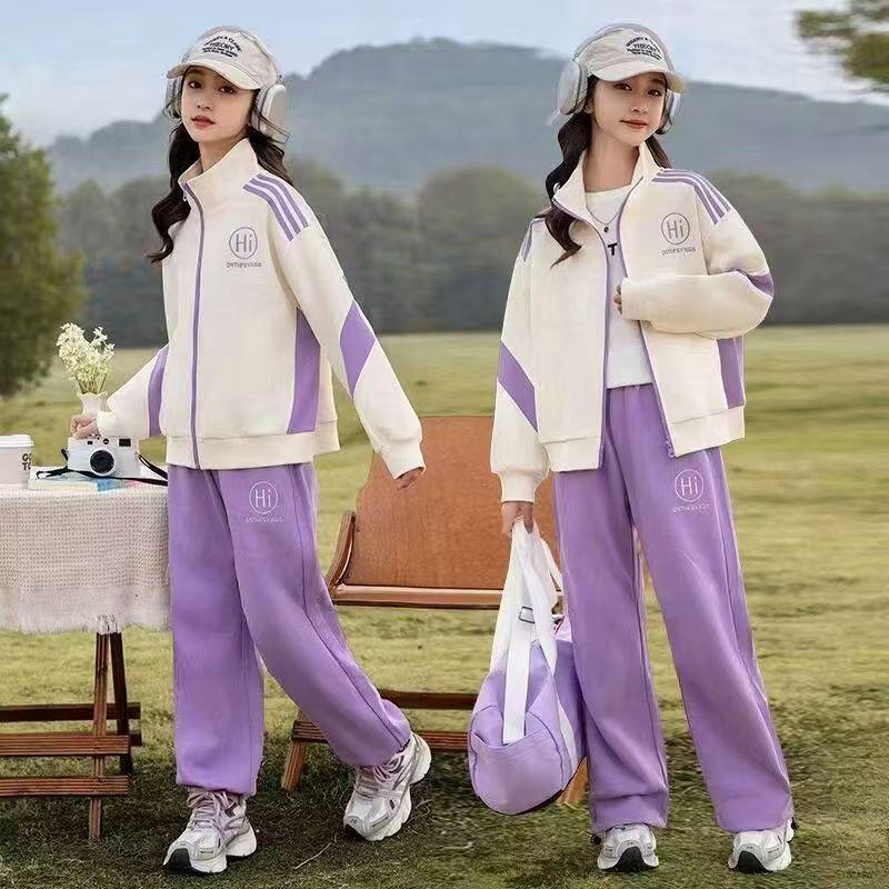 

Модный весенний спортивный комплект для девочек 2025: Модный костюм-двойка для детей постарше 170 cm