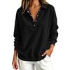 Women's V-Neck Long Sleeve Pullover Sweatshirt Color Casual Top for Everyday Wear