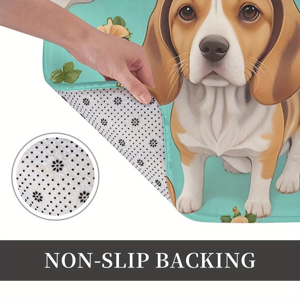 1pc Bedroom Mat Stylish Beagle Doormat Flannel Carpet for Entrance Home Decoration