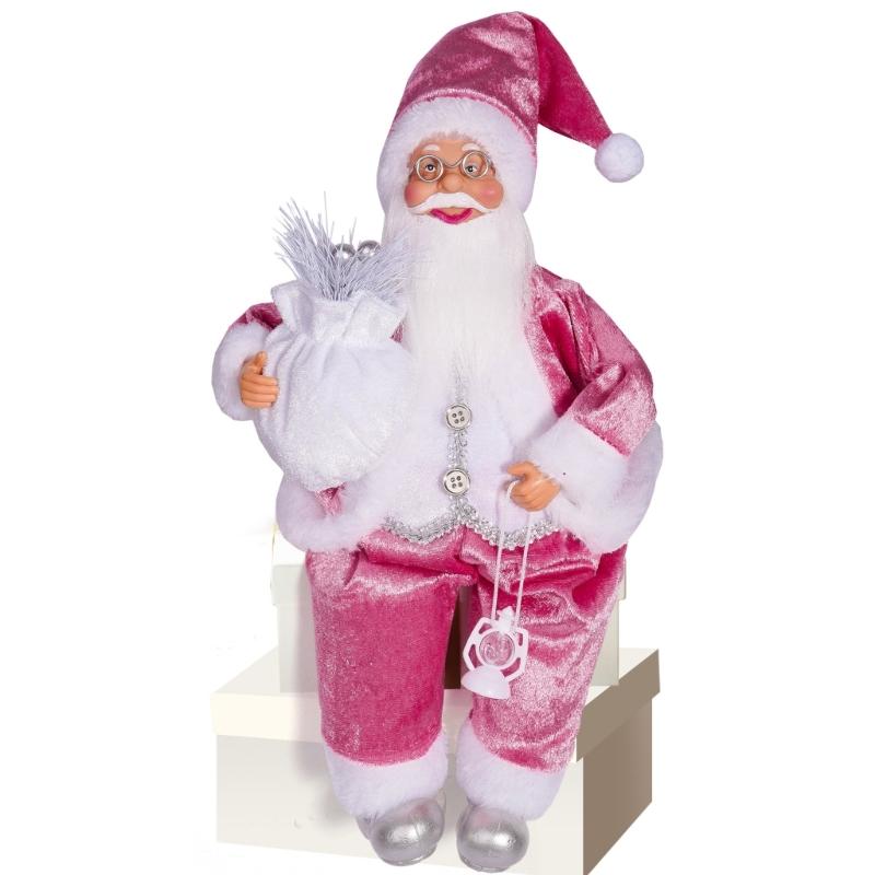 Premium 12-calowa Figurka Świętego Mikołaja w pozycji siedzącej Ozdoba świąteczna Do dekoracji świątecznych w pomieszczeniach i ekspozycji festiwalowych