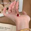 Wosikate Vintage Egg Shaped Ruby Ring For Women Fashion Jewellery Classic Gold Plated Light Luxury Finger Ring Party Gifts