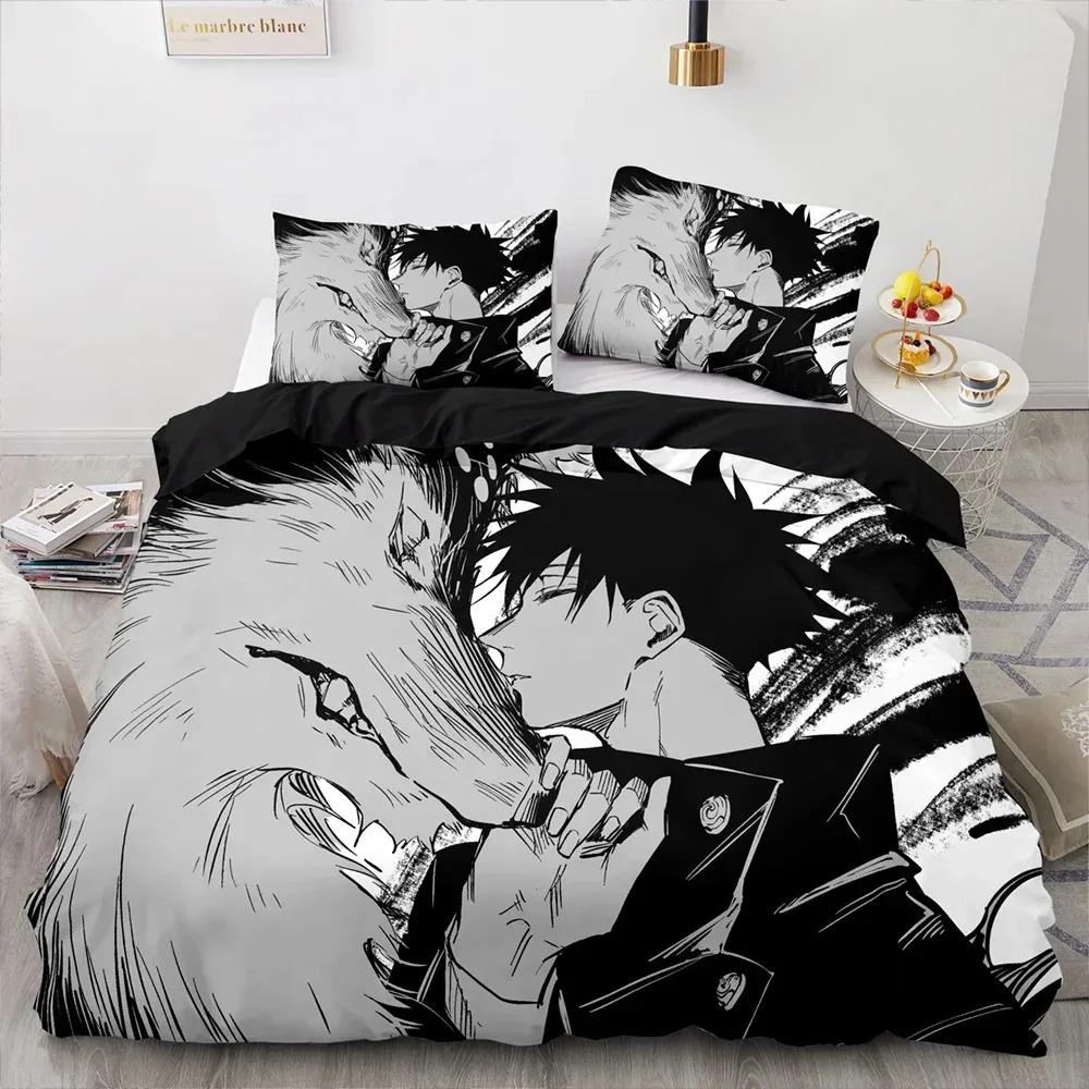 Anime Jujutsu Kaisen Satoru Gojo Ložní souprava Chlapci Dívčí Dvojčata Queen Velikost Přikrývka Povlečení Polštář Postel pro dospělé Dospělý Bytový textilextile