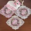 Ovaler Vintage-Spitzen-Stickerei-Untersetzer, Hitzeschutz, Foto-Requisiten, Tischdecke, Europäischer Stil, Kaffee-Getränke-Pad für Heimdekoration
