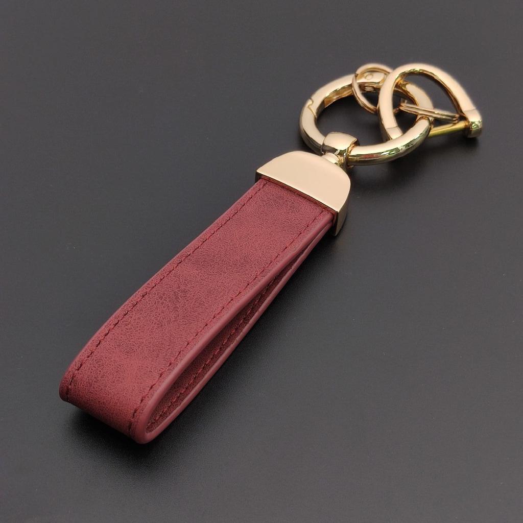Minimalist Stainless Steel Metal Keyring Leather Car Keychain Pendant Laser Engrave Customized Name Vintage Accessory Gift
