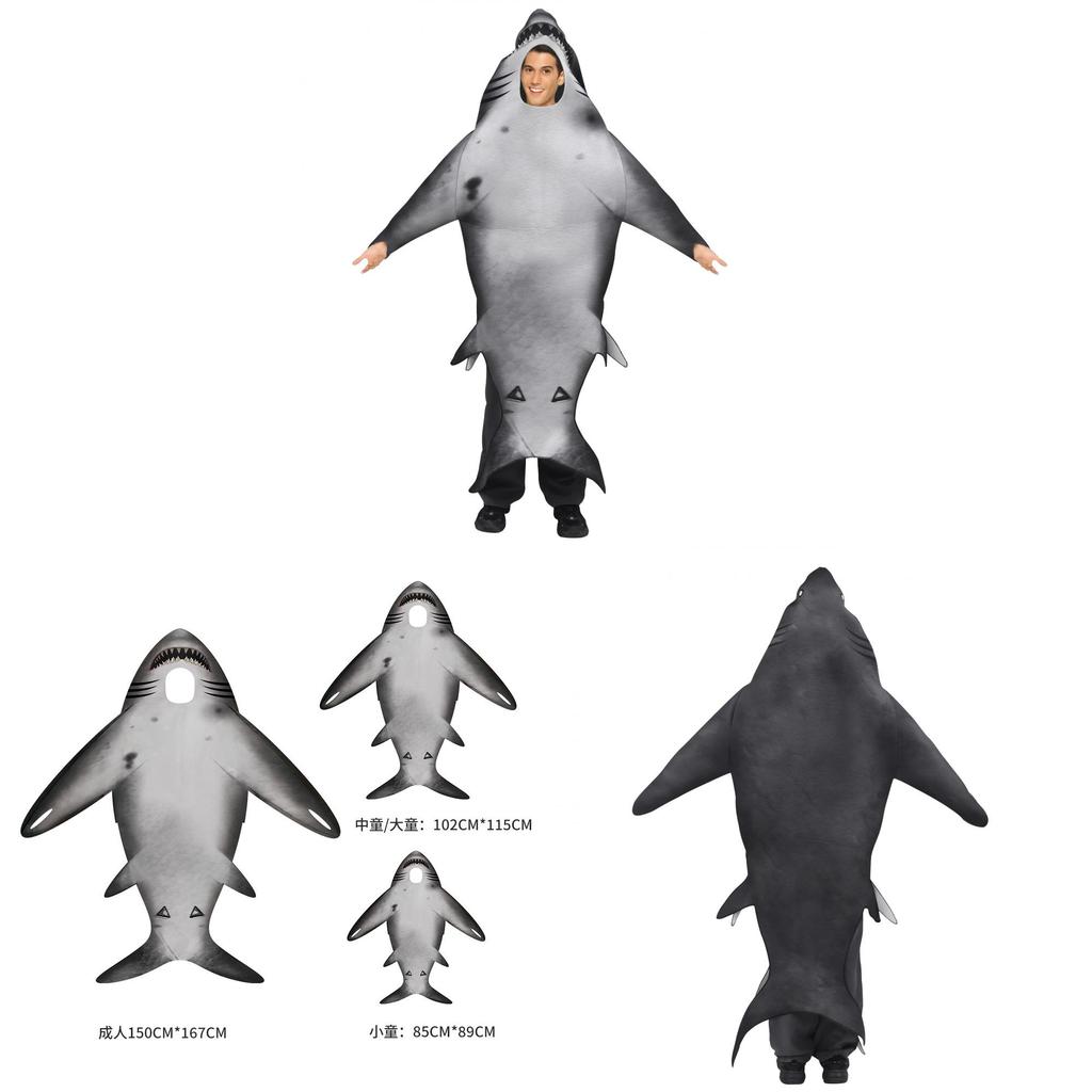 Shark Cosplay Costume For Adults And Kids Halloween Party Stage Performance With Polyester Fabric