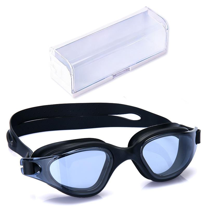 Adult Swimming Goggles, Anti-fog, Professional One-piece Silicone Large-frame Electroplated Swim Goggles