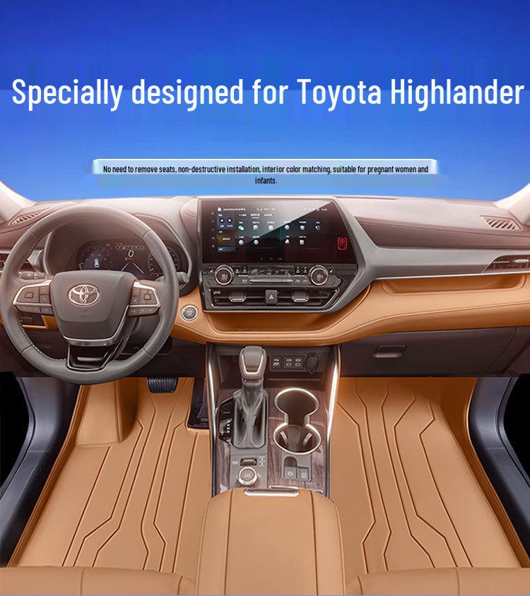 Odorless Leather Full Coverage Foot Mats for Toyota Highlander - Eco-Friendly Interior Protection.