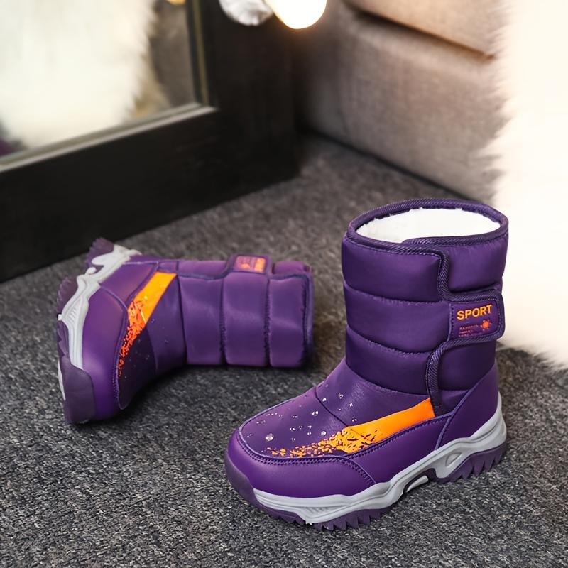Outdoor Girls' Snow Boots with Fleece Lining Warm Comfortable