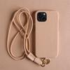For iPhone 14 Case with Lanyard Genuine Cow Leather PC Phone Back Cover