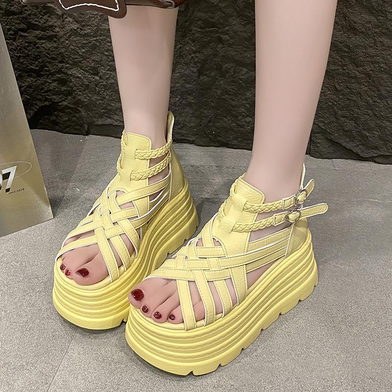7cm High Women's Platform Sandals Soft-soled Lightweight Thick-soled Sports Sandals Fashion Roman Style Thick Heel Women's Shoes