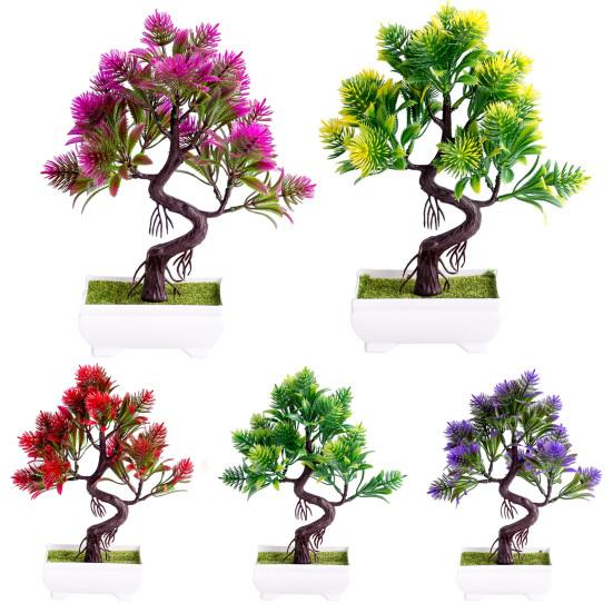 Artificial Bonsai Vivid Easy Care Colorfast Decorative Fake Pine Tree Bonsai Home