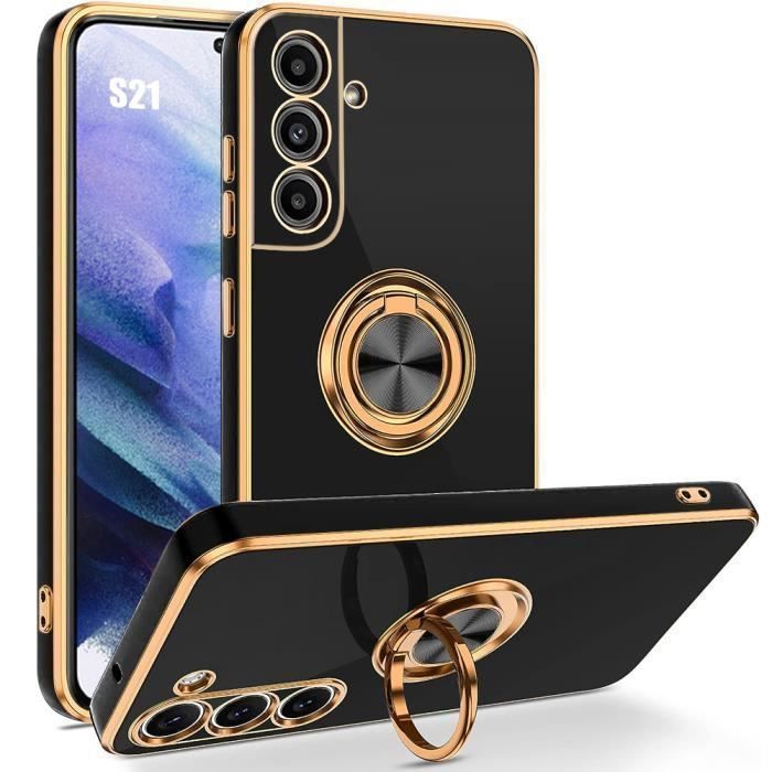 Case - BOOLING - for Samsung Galaxy S21 - Slim - Shockproof Protection - Rotating Ring Stand - Black