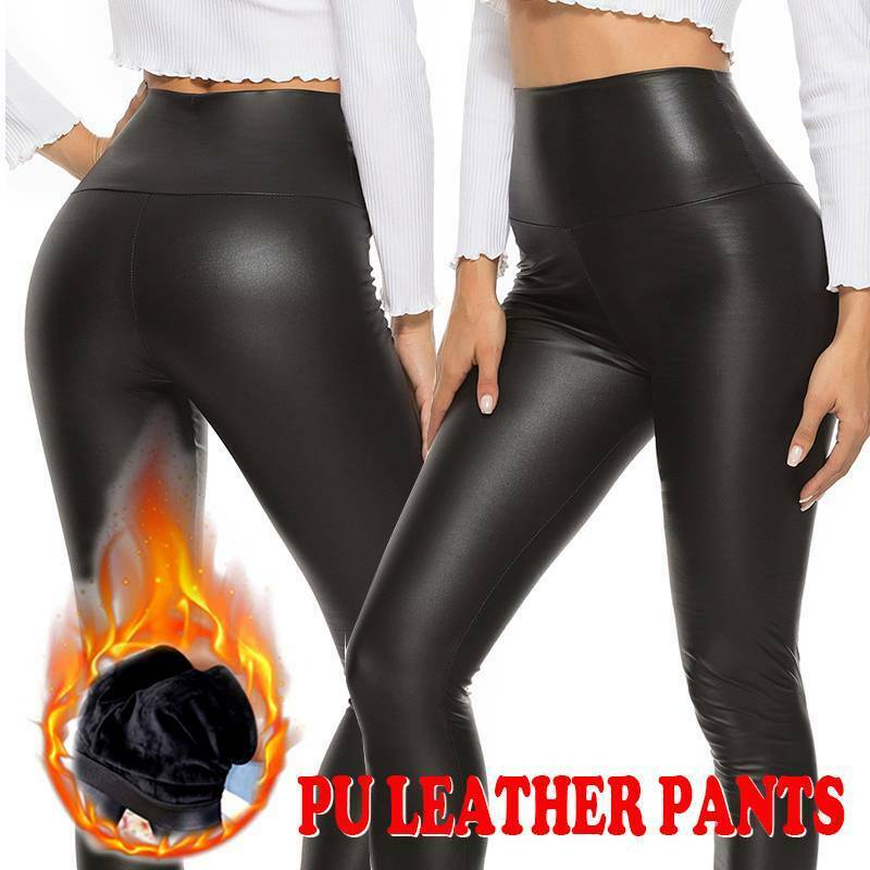 Women Winter Thickening Fleece Thermal Warm Thick Leather Leggings Skinny Pants