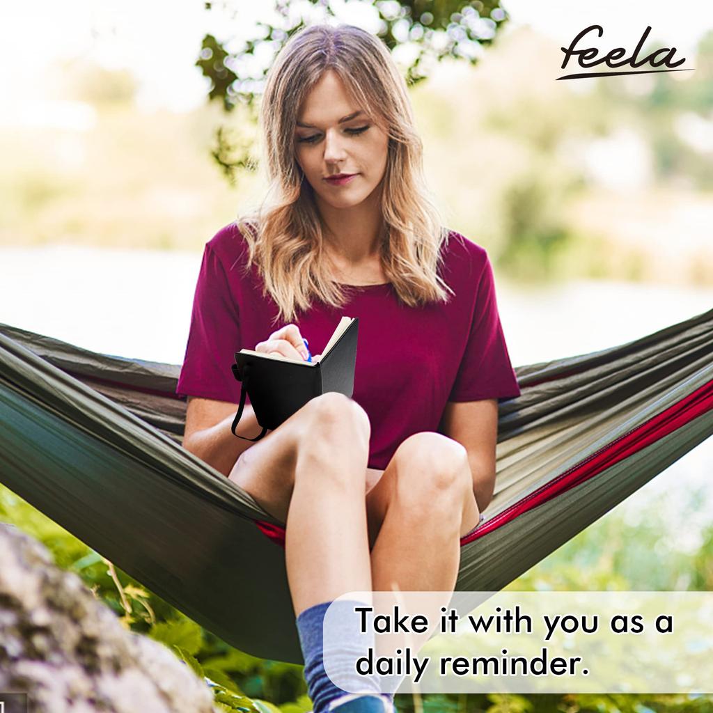 Feela A6 Set of 6mm Horizontal Synthetic Pocket Mini Pen Included Notebook, Black, 3, B-Ruled, Ruled, Leather, Size,