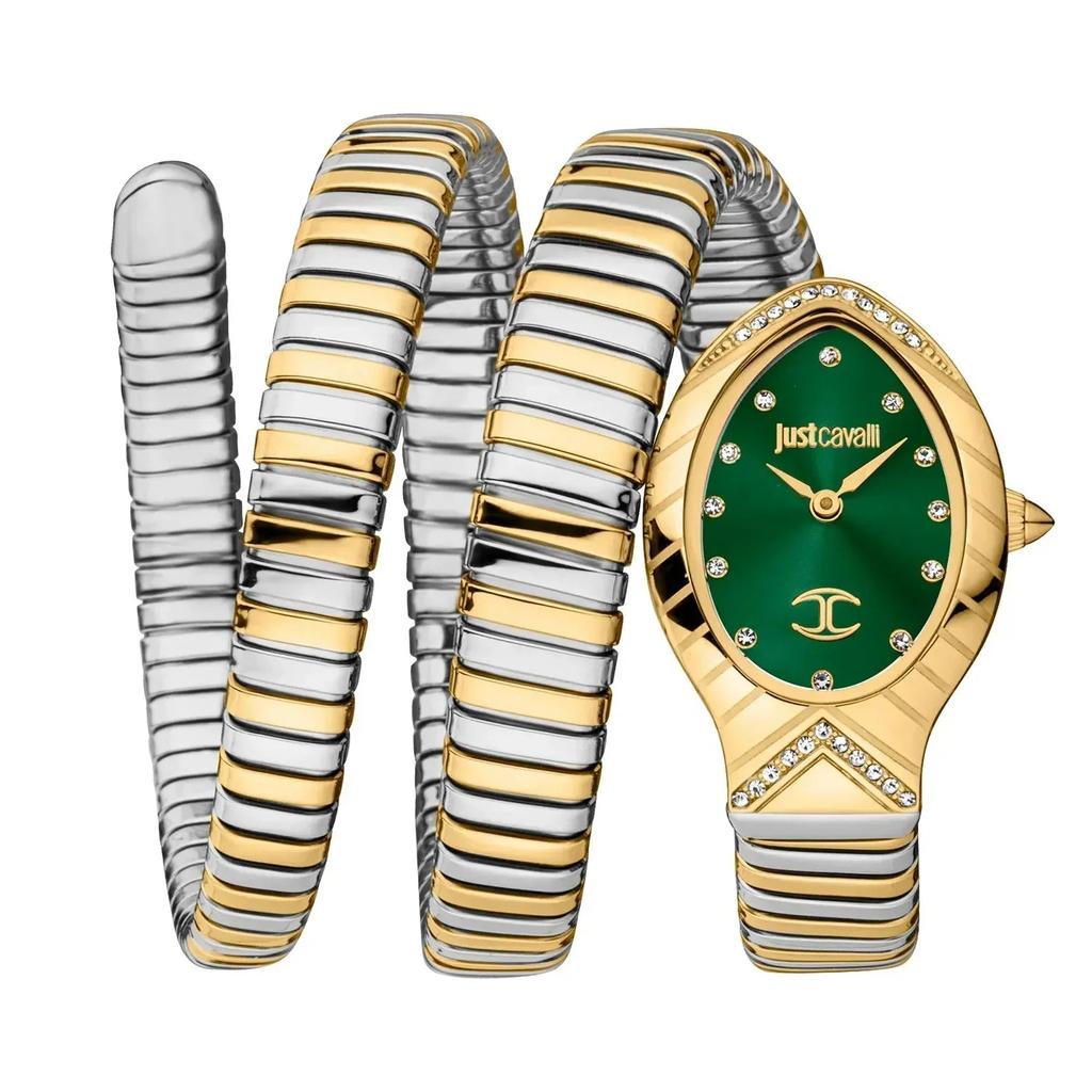 Just Cavalli Classico Lungo Green Dial Two Tone Steel Strap Watch for Women JC1L248M0065