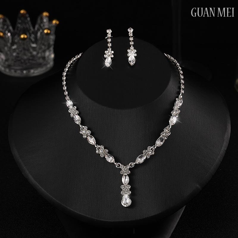 

Classic Zircon Necklace Earrings Set Simple Bridal Accessories Wedding Dress Evening Dress Accessories Wedding Banquet Jewelry 2026 45CM