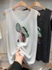 2023 Shiny Silk Sleeveless V-Neck Women's Vest - Spring/Summer New Style, Loose Fit with Hot Diamond Sling Knitted Design