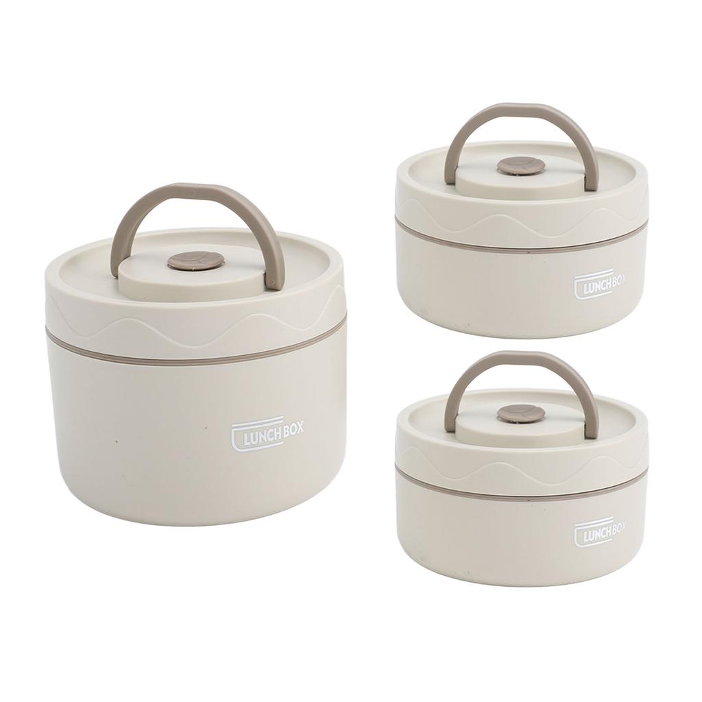 Insulated Lunch Container 304 Stainless Steel Leakproof Portable Round Thermal Bento Box with Lid and Thermal Bag