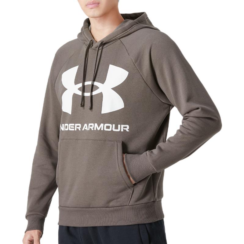 Under Armour FW22 Moletom Masculino com Capuz e Cordão de Ajuste Estampado com o Logotipo da Marca Manga Longa Marrom 1357093-176