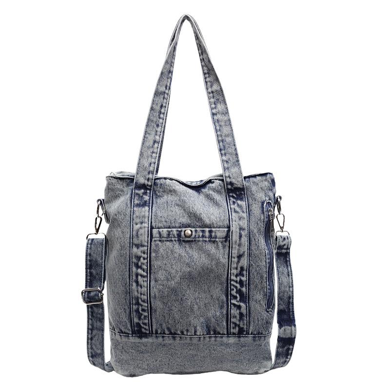 Denim Tote Bag Women Shoulder Bag Vintage Handbag