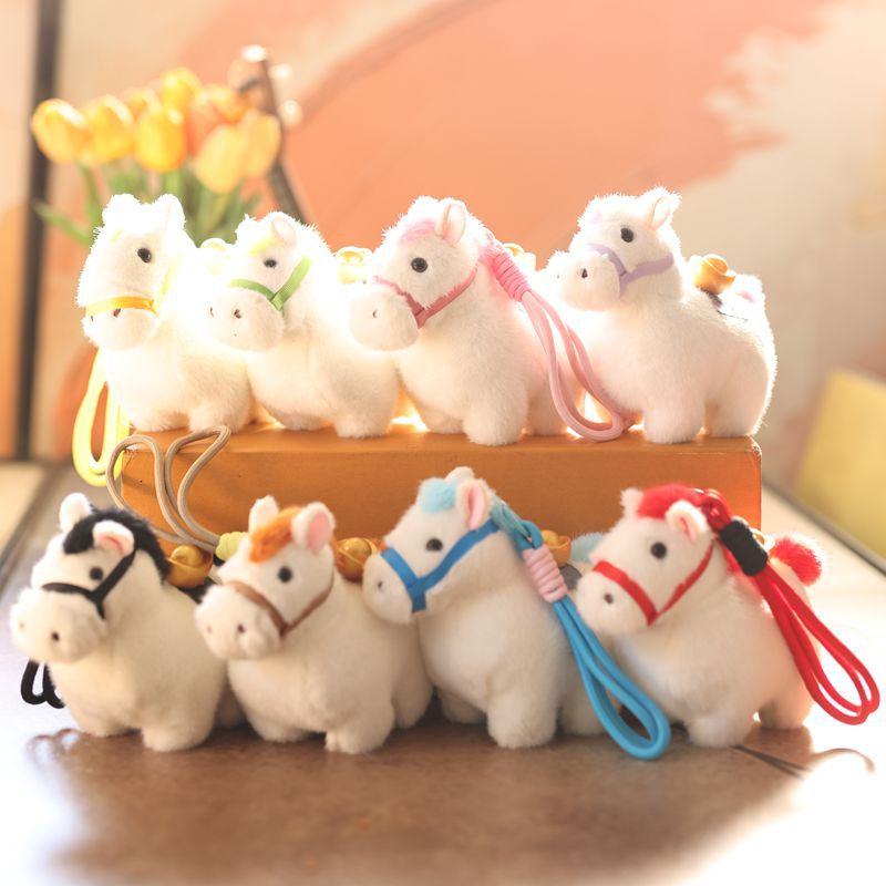 Cute Chinese Year Of The Horse Pony Plush Doll Mascot Stuffed Toy Keychain Pendant Lanyard Bag Hang Charm New Year Souvenir Gift