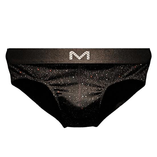 Men Briefs Letter M Stretchy Loose Low Waist Starry Sky Print Patchwork