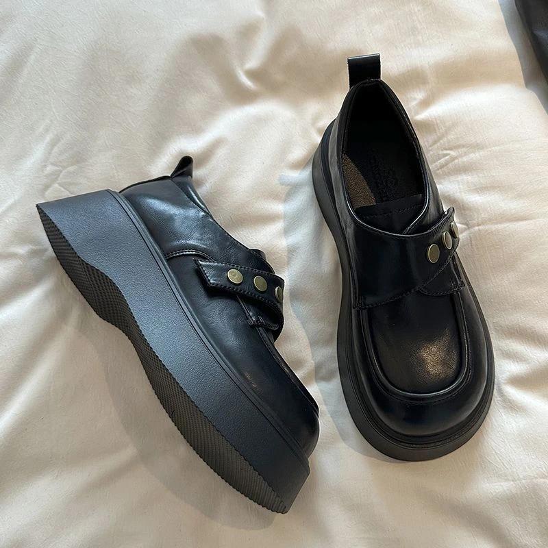 Fashion Moccasins Brown Women's Shoes Round Toe Footwear On Promotion Beau Today Young 2025 Trend Chic Point Korean Style Ladies Pumps