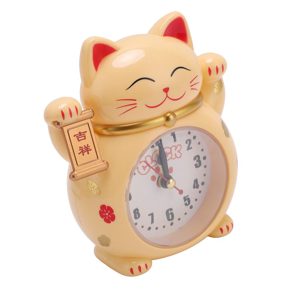 Lucky Cat Clock Accurate Plastic Cute Cartoon Good Lucky Cat Alarm Clock for Home